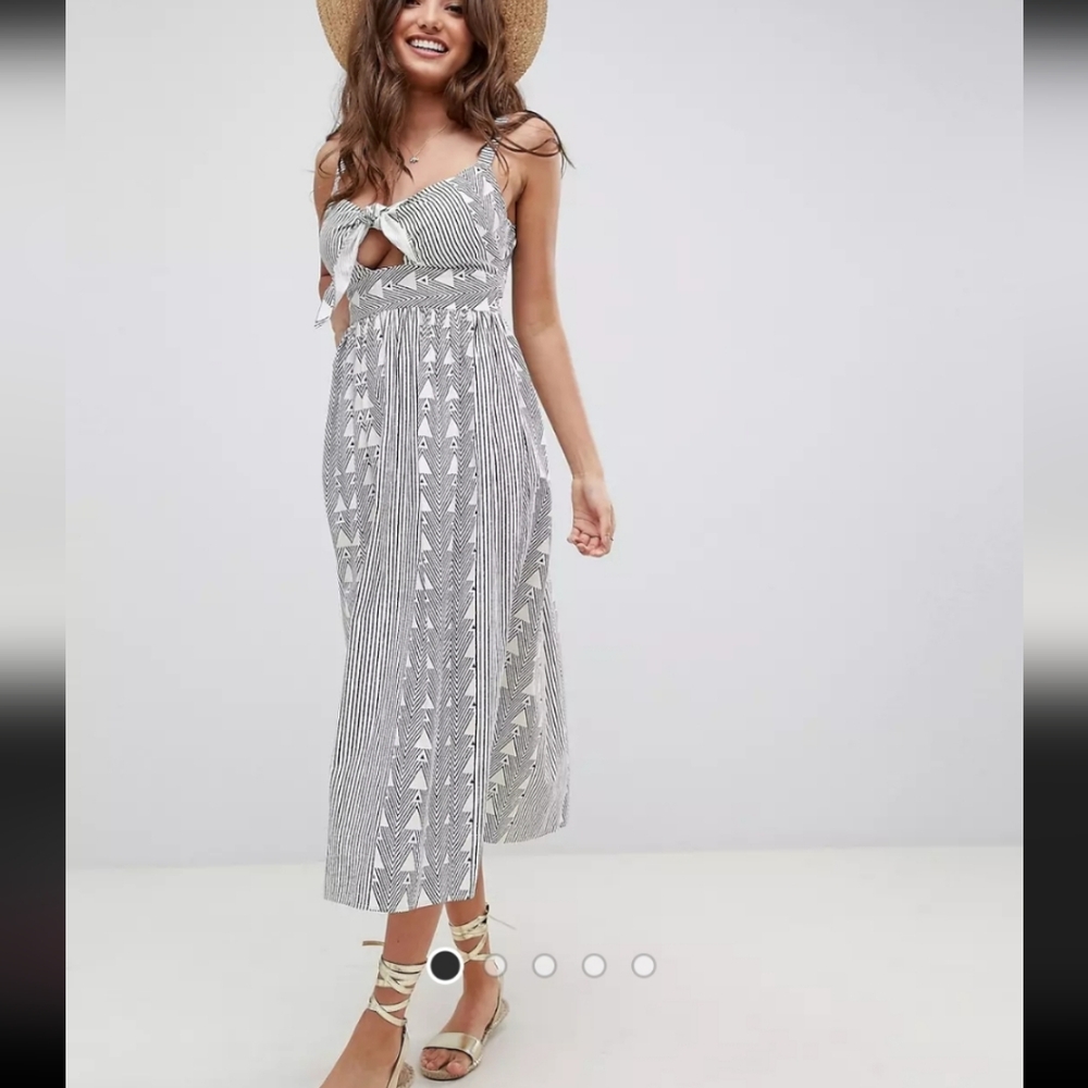 ASOS Design Tie Front Cotton Dress